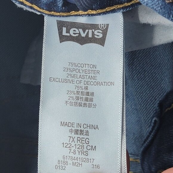 Levis Performance 511 Slim Black Label Denim Blue Jeans Boys Sz 7X Regular - Picture 4 of 9